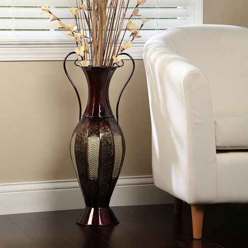 Hosley Decorative Embossed Metal Tall Floor Vase 26 Inch High. Ideal Gift for Weddings Party Spa Reiki Meditation Settings in Saudi Arabia