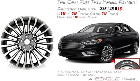 New 18x8 Inch Machined Charcoal Wheel for 2017-2018 Ford Fusion | OEM Design Replacement Rim | Front or Rear Single Super Duty Rim | Direct Fit - OE Stock Specs | 10121 in Saudi Arabia