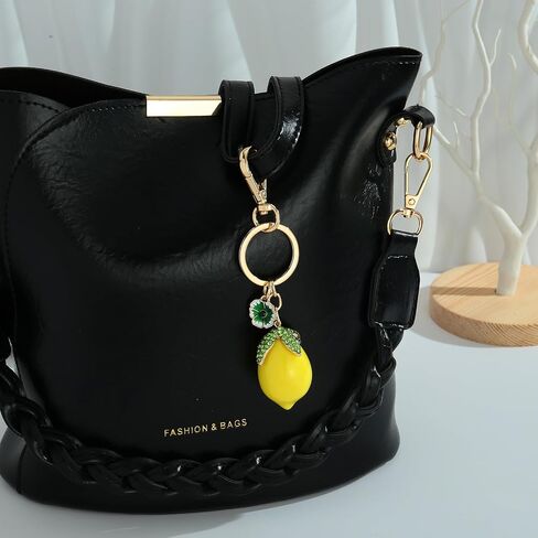 Cute Keychains For Women With Lemon/Apple/Strawberry Charms Fruit Bag Charms For Handbags And Purse in Saudi Arabia
