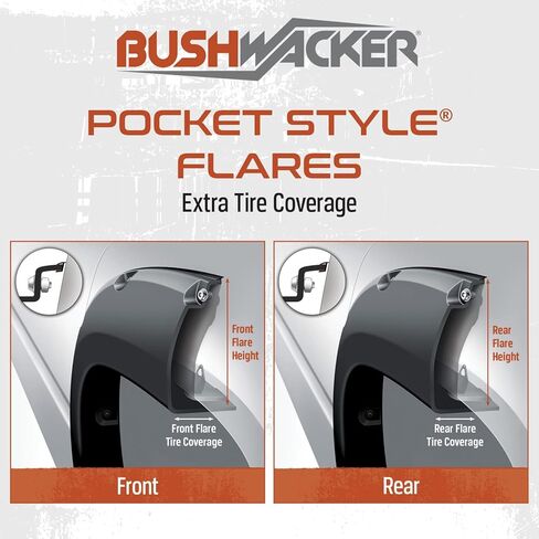 Bushwacker Jeep Style Flat Style Front and الخلفية المشاعل | مجموعة من 4 قطع ، أسود ، محكم التشطيب | 10920-07 | يناسب 1997-2006 Jeep Wrangler TJ in Saudi Arabia