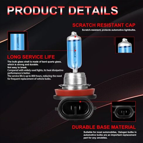 H11 High Performance Halogen Headlight Bulb For Jeep Grand Cherokee 2017 2018 2019 2020 Light Bulbs High Beam Low Beam and Fog Replacement Bulb, H11 High Beam+H11 Low Beam Combo, 4PCS in Saudi Arabia