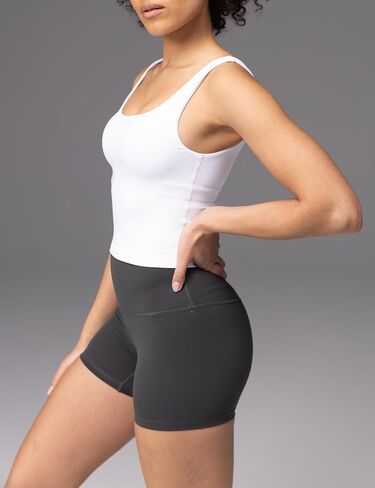 Wenabutter Wide Scoop Bra Tank for Women U Neck Padded Buttery Soft Workout Yoga Tops Slim Fit with Built in Shelf Bra in Saudi Arabia