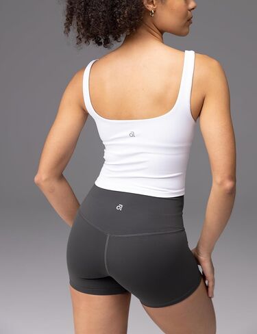 Wenabutter Wide Scoop Bra Tank for Women U Neck Padded Buttery Soft Workout Yoga Tops Slim Fit with Built in Shelf Bra in Saudi Arabia