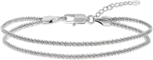 Amberta Silver Gold Bracelets Otkle للنساء | بوهو الطبقات خلخال للنساء | المجوهرات الصيفية ، القلب القابل للتعديل في الكاحل حبل حبل مطرز in Kuwait