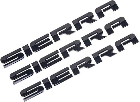 3PC Gloss Black Sierra Nameplates Letter Emblems Badges 2007 to 2019 Glossy for 2500Hd 3500Hd Sierra Emblem in Saudi Arabia