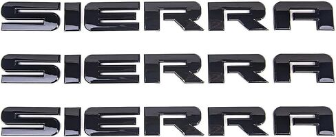 3PC Gloss Black Sierra Nameplates Letter Emblems Badges 2007 to 2019 Glossy for 2500Hd 3500Hd Sierra Emblem in Saudi Arabia