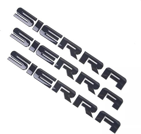 3PC Gloss Black Sierra Nameplates Letter Emblems Badges 2007 to 2019 Glossy for 2500Hd 3500Hd Sierra Emblem in Saudi Arabia