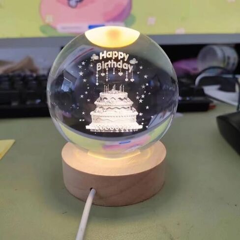 Elephant Mother & Baby Crystal Ball – 3D Laser Engraved K9 Crystal Sphere with LED Light in Saudi Arabia
