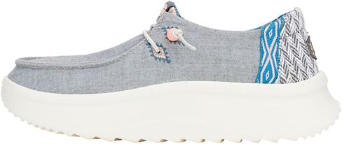 Hey Dude Wendy Peak Chambray Woven White/Pink Size 6, Women’s Shoes, Women’s Slip-on Loafers, Comfortable & Light-Weight in Saudi Arabia