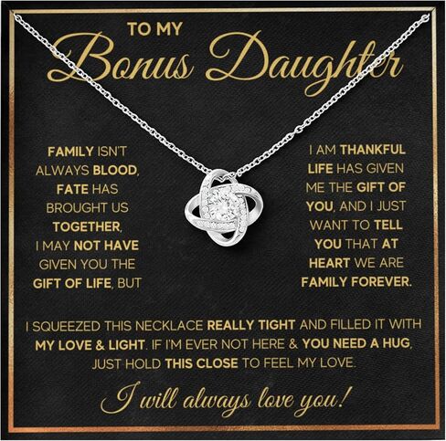 Bonus Daughter Necklace Birthday Graduation Christmas Gift Pendant for Step Daughter Goddaughter with Message Card and LED Jewelry Box Gift in Kuwait