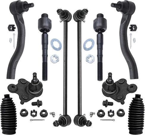 Detroit Axle-Front 10pc sting kit لـ 13-15 Acura ILX ، 12-15 Honda Civic ، 2 مفاصل كرة منخفضة 4 نهايات قضيب التعادل 2 روابط بار 2 Boots + Bellows 2012 2013 2015 Replacement in Saudi Arabia