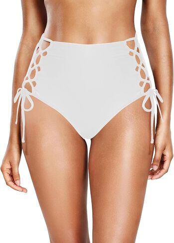 HYTENSUN Women's High Waisted Bikini Bottom Tummy Control Tie Side Swim Bottoms Bathing Suits Swimsuit Bottoms in Saudi Arabia
