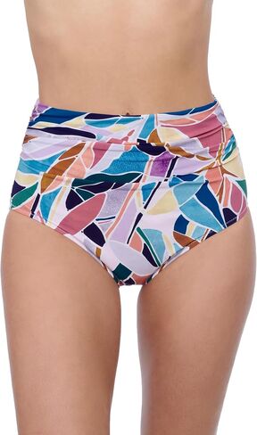 Profile by Gottex Women's Standard Aura Shirred High Waist Bottom-Front & Back Lining, Tummy Control Comfortable Flattering Look, Multicolor, 6 in Saudi Arabia