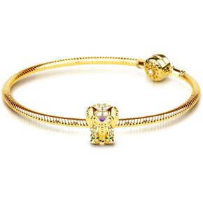 GNOCE Elephant Charm Bracelet 925 Sterling Silver 18k Gold Plated Snake Chain Bracelet Aniaml Charm Bangle with Clasp in Kuwait