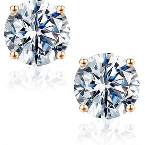 Smilest 0.6-4ct areal أقراط Moissanite للنساء ، D Color VVS1 Clarity Lab التي تم إنشاؤها عن أقراط Moissanite 14K أبيض صفراء روز أسود روثينيوم Gold Vermeil 4-PRONG MOISSANITE STUR in Kuwait