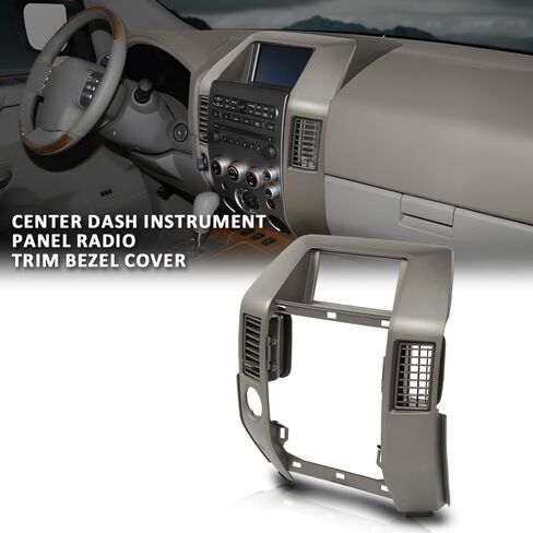 Front Center Dash Radio Vent Bezel Trim Compatible with Infiniti QX56 2004 2005 2006 2007, Dashboard Cover, Gray in Saudi Arabia