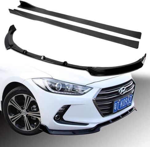 Q1-TECH, 9-Piece Front Bumper Lip & Side Skirt Extensions Diffuser Compatible with 2017-2018 Hyundai Elantra, Front Bumper Lip Spoiler Air Chin Body Splitter ABS (Painted Black) in Saudi Arabia