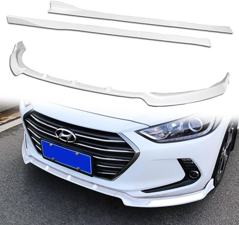 Q1-TECH, 9-Piece Front Bumper Lip & Side Skirt Extensions Diffuser Compatible with 2017-2018 Hyundai Elantra, Front Bumper Lip Spoiler Air Chin Body Splitter ABS (Painted Black) in Saudi Arabia
