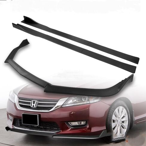 9pcs Combo Front Bumper Body Kit Lip + Side Skirt Extensions Diffuser Compatible with 2013-2015 Honda Accord Sedan 2014 (Painted White) in Kuwait