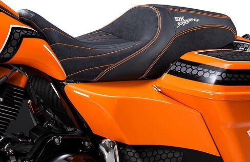 Advanblack Touring Seat "Sik Baggers" Custom Stitching Pillion Rider and Passenger Seat Fit for 2009-2023 Harley Touring Road Glide/Street Glide (Black Stitching) in Saudi Arabia