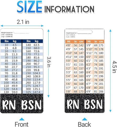 Plifal RN BSN Badge Buddy Card Holder Nursing Accessories Registered Nurse Vertical ID Name Identification Tags Nurse Work Items W Height & Weight Conversion Charts in Kuwait
