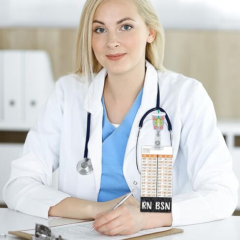 Plifal RN BSN Badge Buddy Card Holder Nursing Accessories Registered Nurse Vertical ID Name Identification Tags Nurse Work Items W Height & Weight Conversion Charts in Kuwait