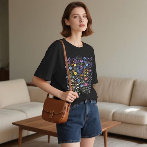 Women's Floral Graphic Loose Tees Boho Wildflower T-Shirt Short Sleeve Casual Tops in Saudi Arabia