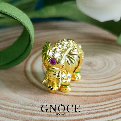 GNOCE Elephant Charm Bracelet 925 Sterling Silver 18k Gold Plated Snake Chain Bracelet Aniaml Charm Bangle with Clasp in Saudi Arabia
