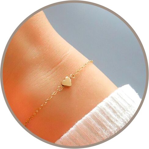 Annika Bella Cute Heart Bracelet - Dainty Bracelets for Women, Stackable Heart Jewelry, Adjustable Gold/Silver Band, Gift for Best Friend, Hypoallergenic Wrist Chain in Saudi Arabia