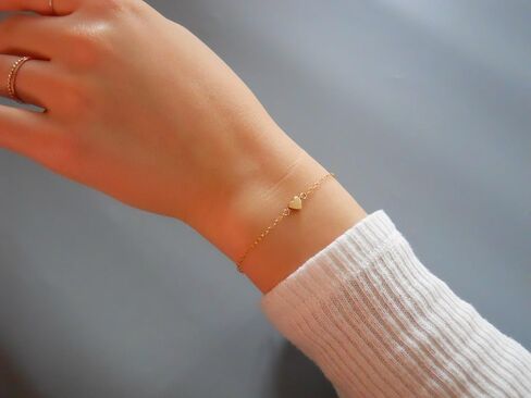 Annika Bella Cute Heart Bracelet - Dainty Bracelets for Women, Stackable Heart Jewelry, Adjustable Gold/Silver Band, Gift for Best Friend, Hypoallergenic Wrist Chain in Saudi Arabia