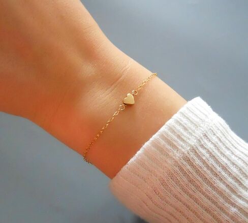 Annika Bella Cute Heart Bracelet - Dainty Bracelets for Women, Stackable Heart Jewelry, Adjustable Gold/Silver Band, Gift for Best Friend, Hypoallergenic Wrist Chain in Saudi Arabia