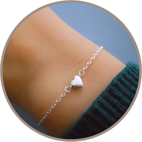 Annika Bella Cute Heart Bracelet - Dainty Bracelets for Women, Stackable Heart Jewelry, Adjustable Gold/Silver Band, Gift for Best Friend, Hypoallergenic Wrist Chain in Kuwait