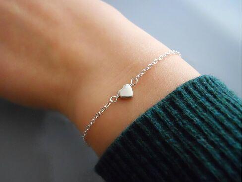 Annika Bella Cute Heart Bracelet - Dainty Bracelets for Women, Stackable Heart Jewelry, Adjustable Gold/Silver Band, Gift for Best Friend, Hypoallergenic Wrist Chain in Kuwait