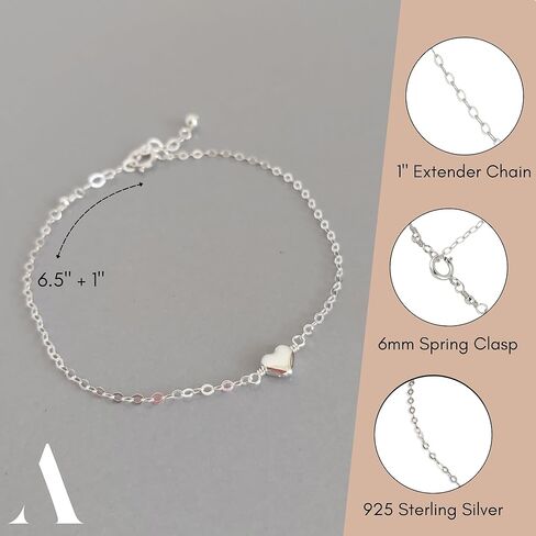 Annika Bella Cute Heart Bracelet - Dainty Bracelets for Women, Stackable Heart Jewelry, Adjustable Gold/Silver Band, Gift for Best Friend, Hypoallergenic Wrist Chain in Kuwait