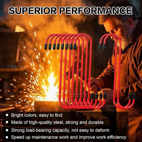 10Pcs Brake Caliper Hangers,Brake Caliper Hooks with Black Rubber Tips,Strong and Durable Automotive Tools for Braking,Bearing,Axle and Suspension Work,Red in Saudi Arabia