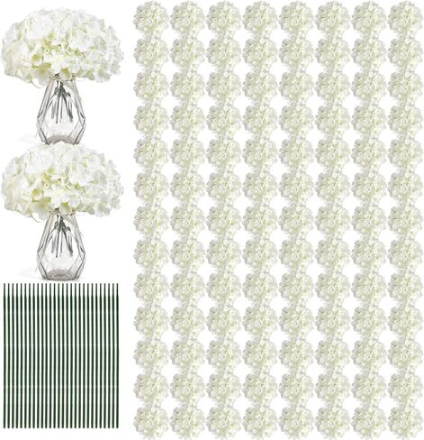Auihiay 204pcs الزهور الاصطناعية الكوبية ، والأزهار الحريرية الاصطناعية الرؤوس مع السيقان ، والزهور البيضاء فو للحفلات المركزية الزفاف ، والقوس والخلفية ، دش الزفاف والديكور المنزل (العاج) in Kuwait