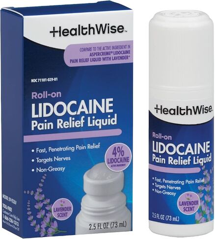 HealthWise 4% Lidocaine Roll-On | OTC Strength | Pain Relief Liquid | 2.5 oz. 73 mL | Non-Greasy, Unscented Formula | Topical Anesthetic in Saudi Arabia