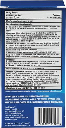 HealthWise 4% Lidocaine Roll-On | OTC Strength | Pain Relief Liquid | 2.5 oz. 73 mL | Non-Greasy, Unscented Formula | Topical Anesthetic in Saudi Arabia