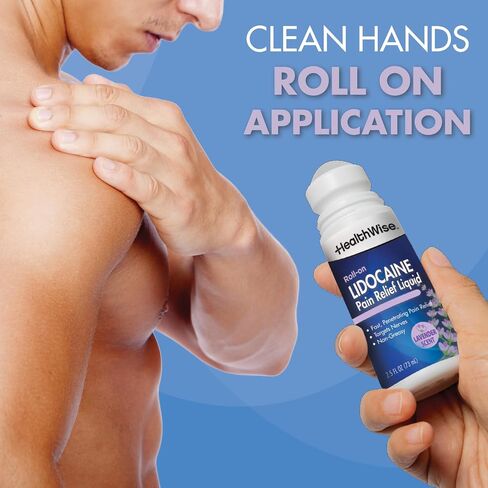 HealthWise 4% Lidocaine Roll-On | OTC Strength | Pain Relief Liquid | 2.5 oz. 73 mL | Non-Greasy, Unscented Formula | Topical Anesthetic in Saudi Arabia