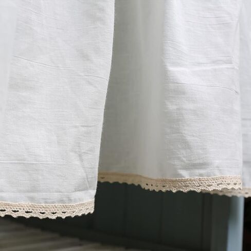 Shabby Chic Valance, White Cotton Stitching Beige Lace Tie Up Top Kitchen Short Curtain, Rustic Cafe Half Drapes for Bathroom/Children's Room (Size : WxH 120x63cm/47x25inch) in Saudi Arabia