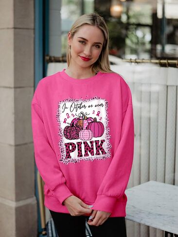 Breast Cancer Awareness Sweatshirt for Women Breast Cancer Long Sleeve Shirt Pink Ribbon Graphic Sweatshirt in Kuwait