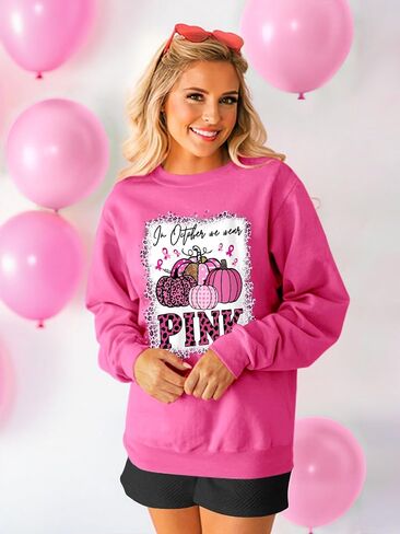 Breast Cancer Awareness Sweatshirt for Women Breast Cancer Long Sleeve Shirt Pink Ribbon Graphic Sweatshirt in Kuwait