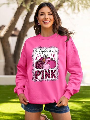 Breast Cancer Awareness Sweatshirt for Women Breast Cancer Long Sleeve Shirt Pink Ribbon Graphic Sweatshirt in Kuwait