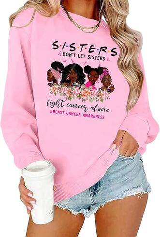 Breast Cancer Awareness Sweatshirt for Women Breast Cancer Long Sleeve Shirt Pink Ribbon Graphic Sweatshirt in Kuwait