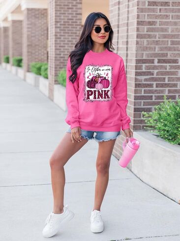 Breast Cancer Awareness Sweatshirt for Women Breast Cancer Long Sleeve Shirt Pink Ribbon Graphic Sweatshirt in Kuwait
