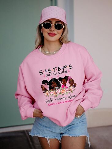 Breast Cancer Awareness Sweatshirt for Women Breast Cancer Long Sleeve Shirt Pink Ribbon Graphic Sweatshirt in Kuwait