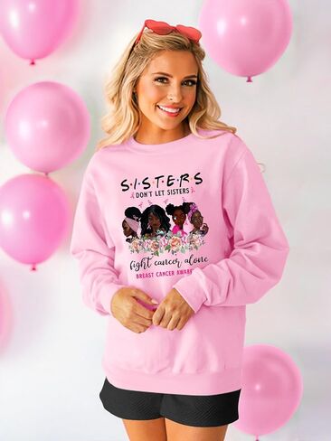 Breast Cancer Awareness Sweatshirt for Women Breast Cancer Long Sleeve Shirt Pink Ribbon Graphic Sweatshirt in Kuwait