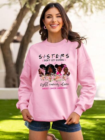Breast Cancer Awareness Sweatshirt for Women Breast Cancer Long Sleeve Shirt Pink Ribbon Graphic Sweatshirt in Kuwait