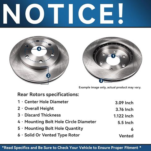 Detroit Axle - مجموعة الفرامل الخلفية لسبوردونا Silverado Silverado Sierra 1500 Escalade [6 -Lug] دوارات الفرامل ومنصات الفرامل السيراميك استبدال: 12.99 بوصة الدوارات in Kuwait