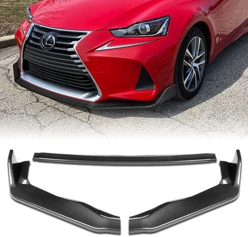 3 Pieces Front Bumper Lip Spoiler Splitter Side Body Kit Trim Protection Compatible with 2017-2020 Lexus IS200t IS300 IS350, 2018 2019 (Painted Carbon Style) in Saudi Arabia